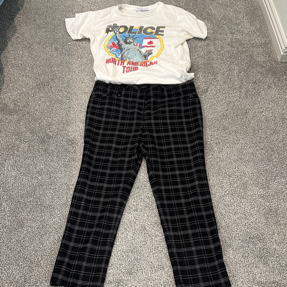 White House Black Market The Slim Ankle Black Plaid Straight Leg Pants